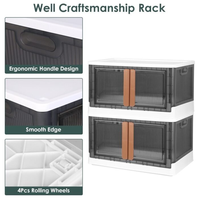 2-Piece: Foldable Stackable Storage Bins with Lid - Image 18