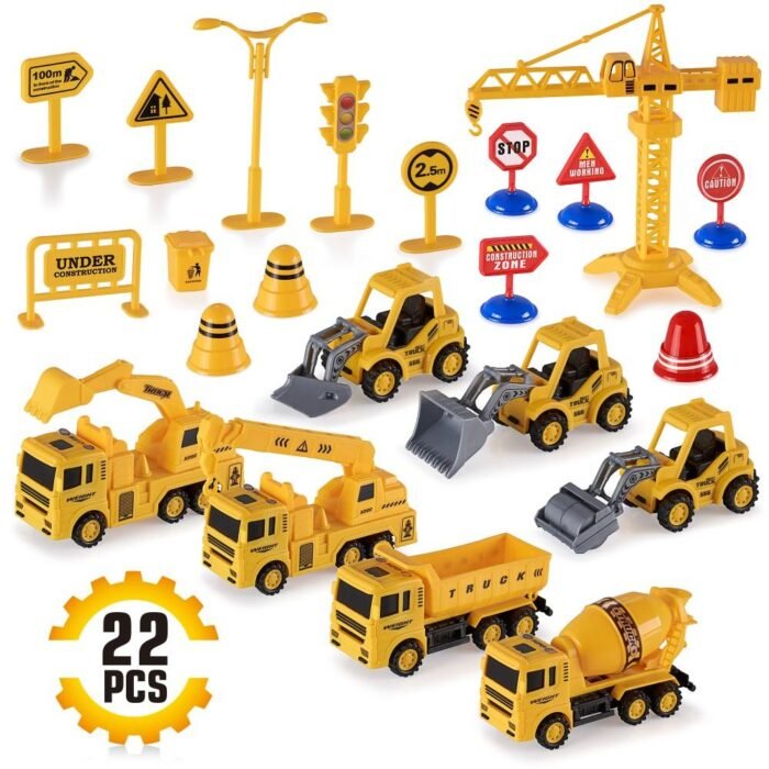 22-Piece: Construction Trucks Toy Set Toys for Kids - Image 1