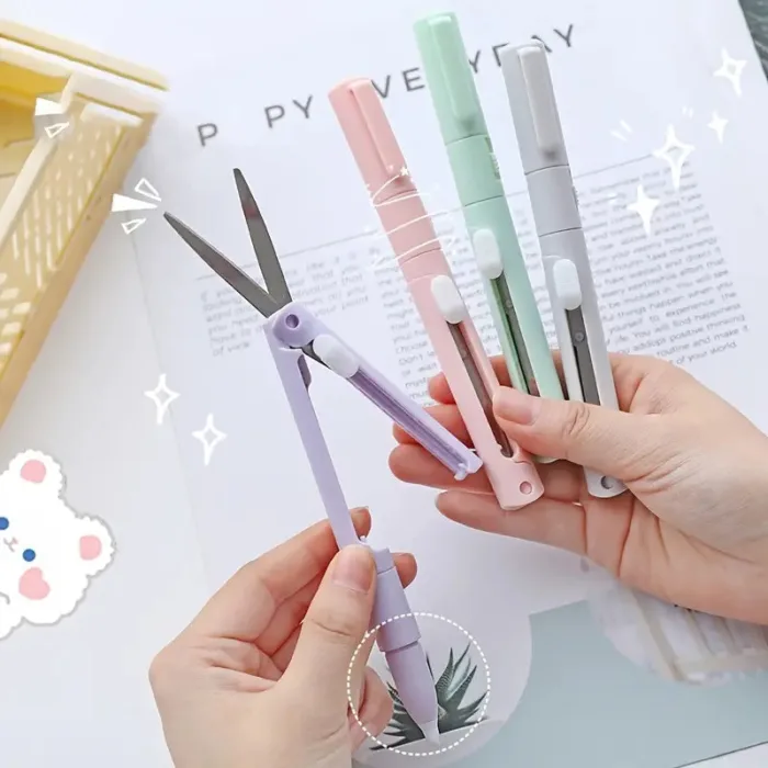 3-Pack: 2-in-1 Pen Style Scissors with Paper Cutter - Image 1