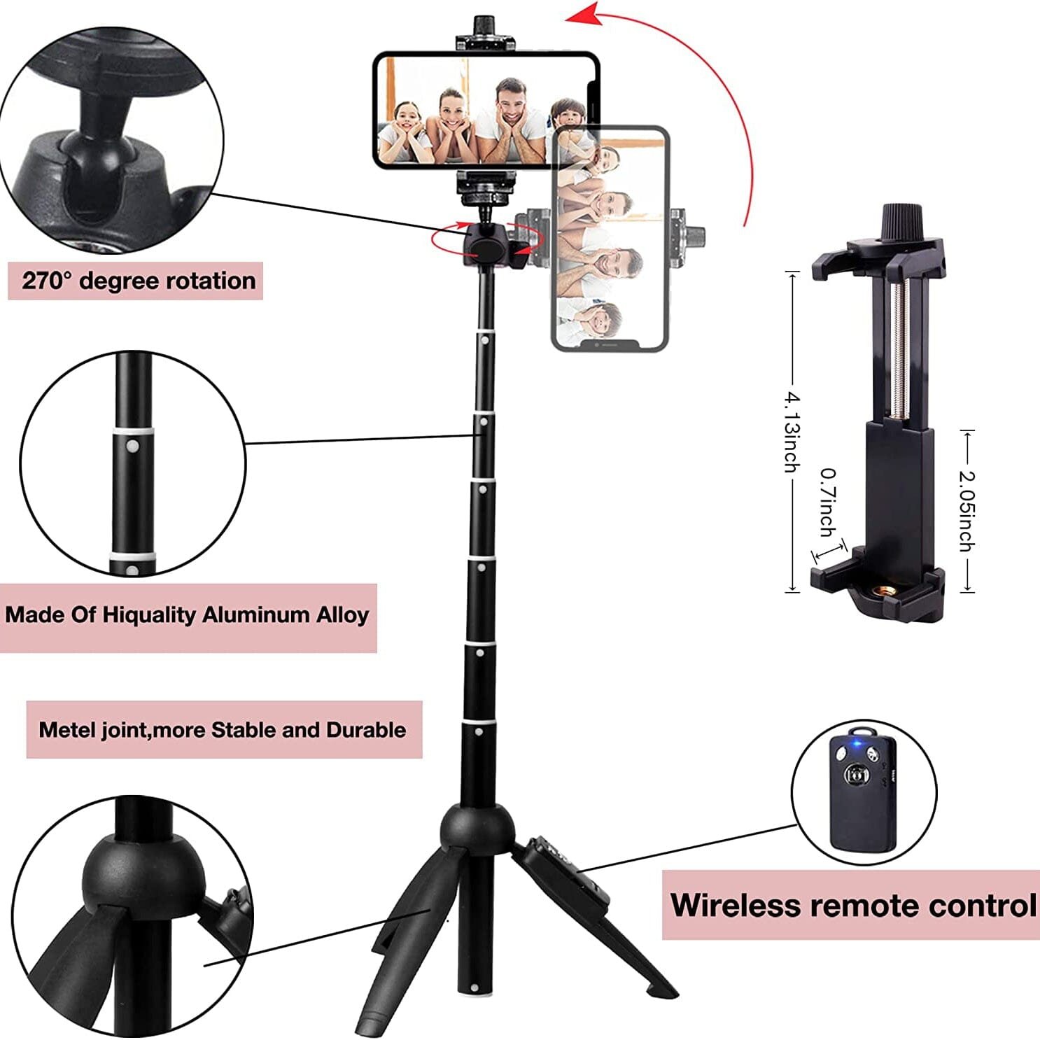 Aluminum Alloy Selfie Stick Phone Tripod - Image 3