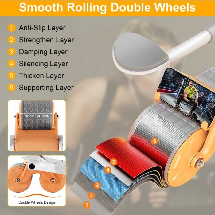 Automatic Rebound Abdominal Wheel Roller for Core Strength with Timer Kneel Pad - Image 9