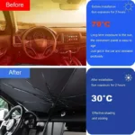 Car Windshield Sun Shade UV Rays and Heat Sun Visor Protector Foldable Reflector Umbrella - Image 2