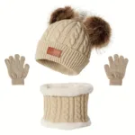 Children's Winter Knitted Wool Lining Warm Hat, Scarf, Glove Set For 2-5 Year Old Boys And Girls - Image 3