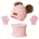 Children's Winter Knitted Wool Lining Warm Hat, Scarf, Glove Set For 2-5 Year Old Boys And Girls - Image 10