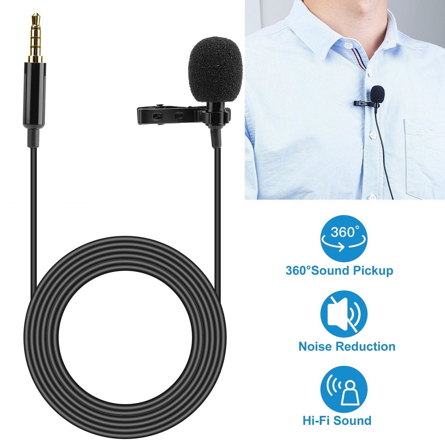 Clip On Microphone Hands Free Lavalier Lapel Mic - Image 7