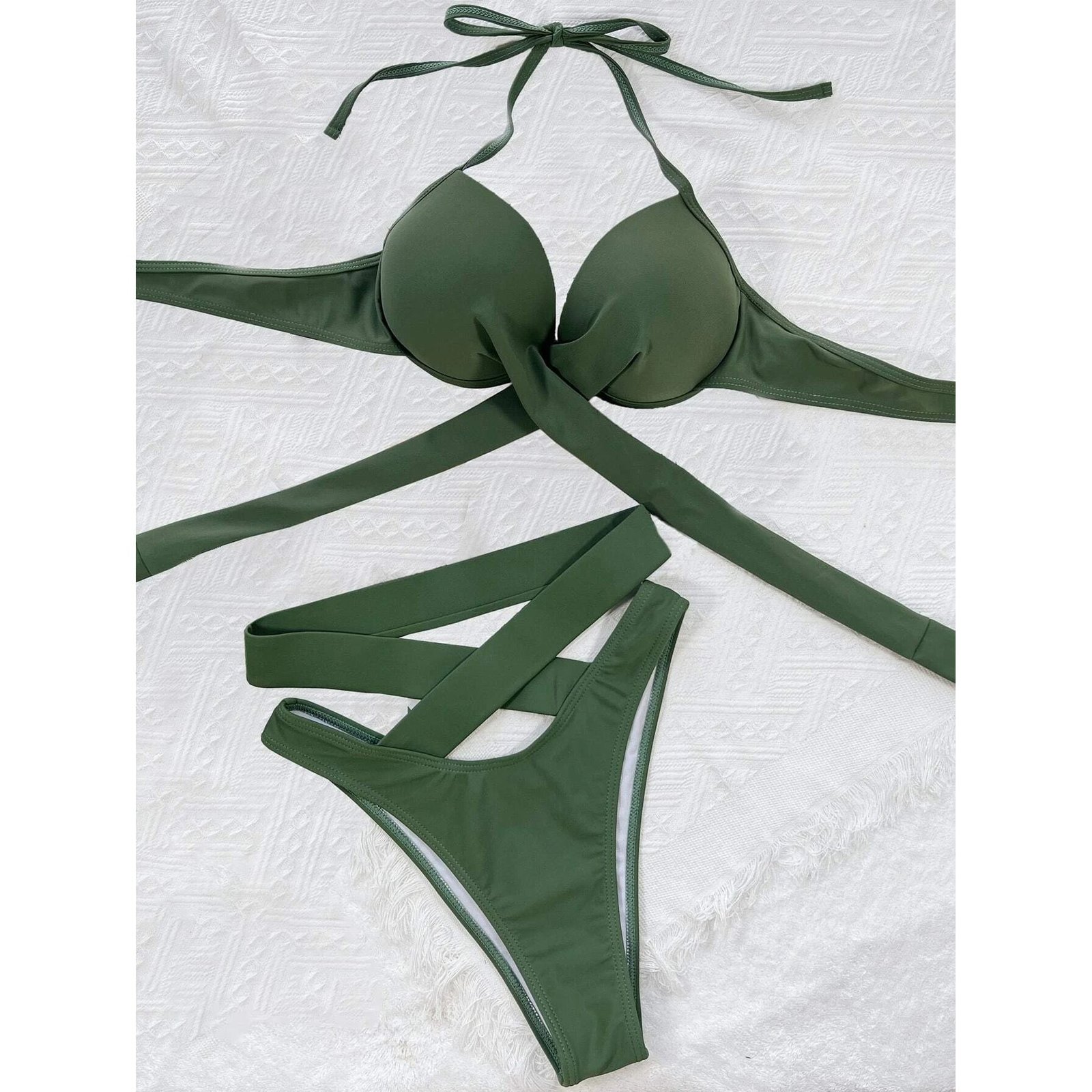 Criss Cross Wrap Push Up Bikini Swimsuit - Image 15