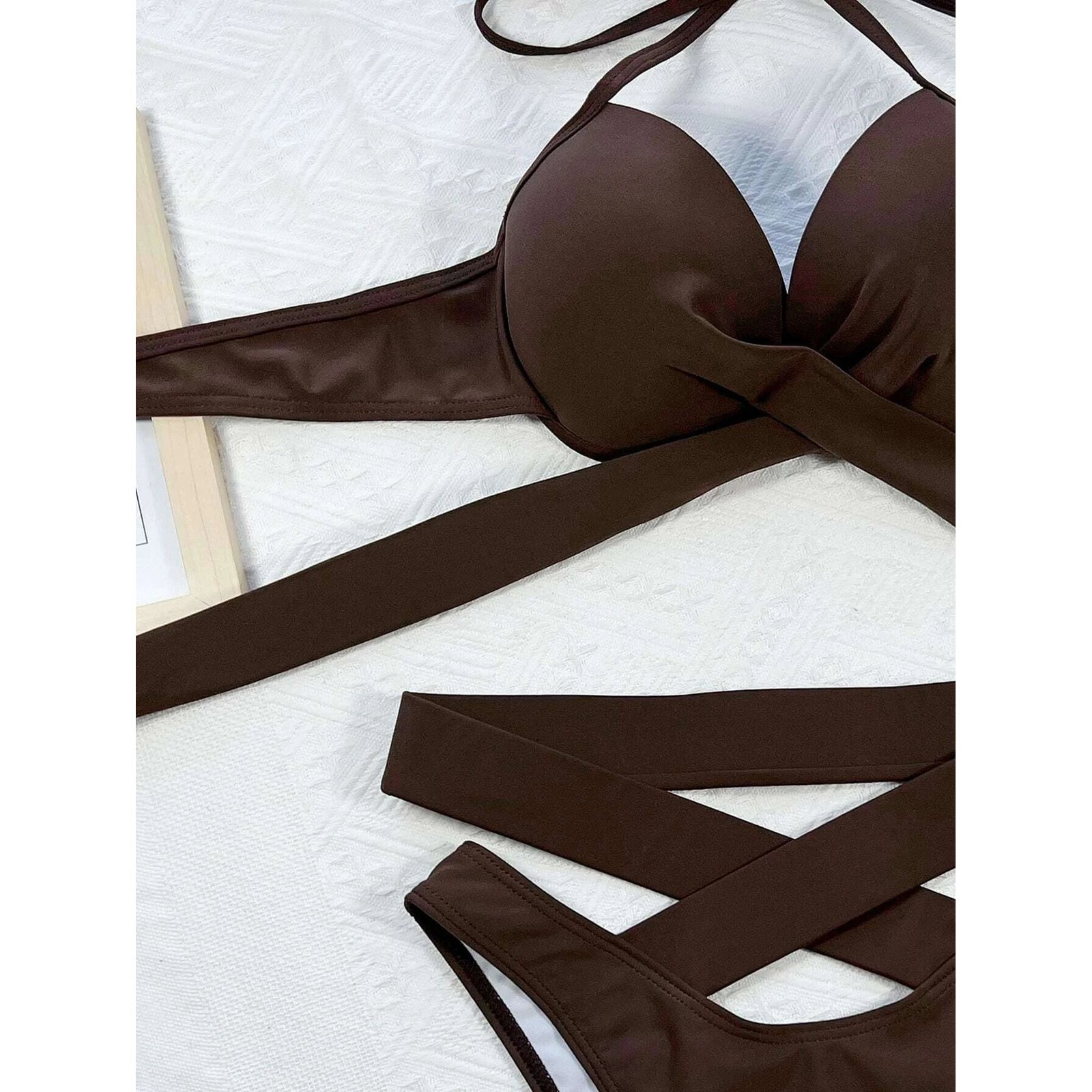 Criss Cross Wrap Push Up Bikini Swimsuit - Image 12