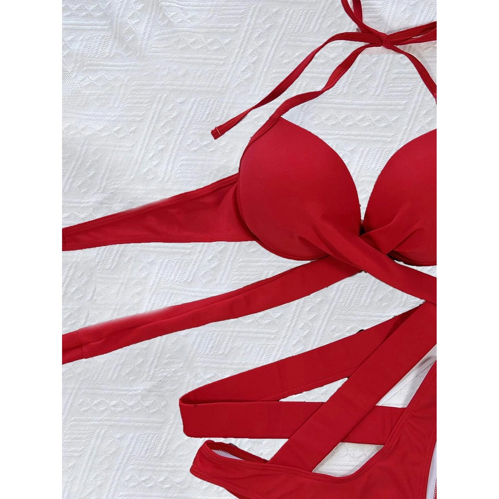 Criss Cross Wrap Push Up Bikini Swimsuit - Image 7