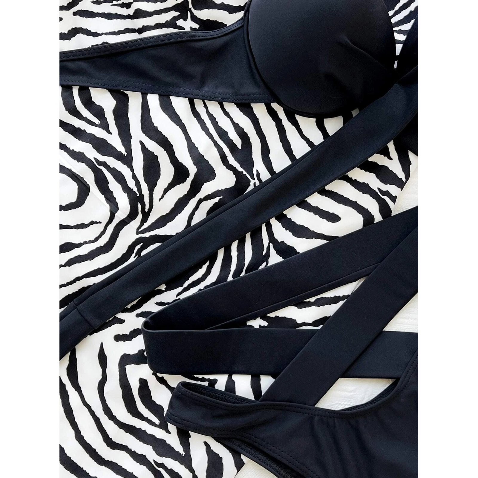 Criss Cross Wrap Push Up Bikini Swimsuit - Image 3