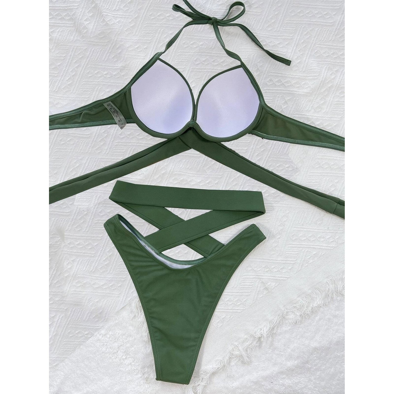 Criss Cross Wrap Push Up Bikini Swimsuit - Image 14