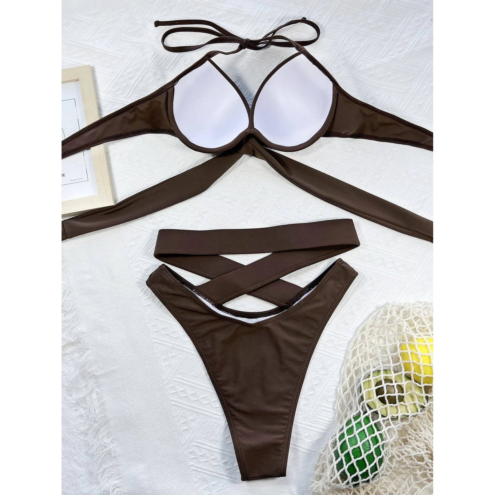 Criss Cross Wrap Push Up Bikini Swimsuit - Image 10