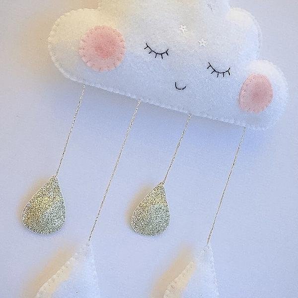 Decorative Cloud Felt Raindrop Pendant - Image 5