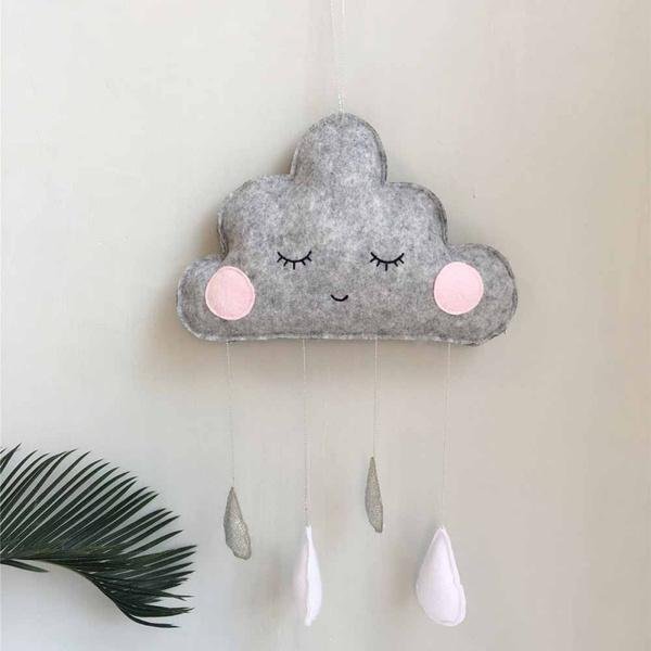 Decorative Cloud Felt Raindrop Pendant - Image 3