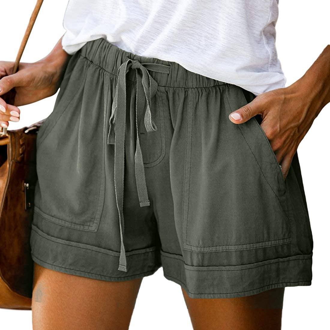 Elapsy Womens Casual Drawstring Elastic Waist Summer Shorts with Pockets - Image 3