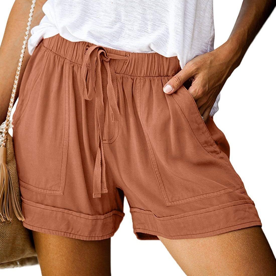 Elapsy Womens Casual Drawstring Elastic Waist Summer Shorts with Pockets - Image 5