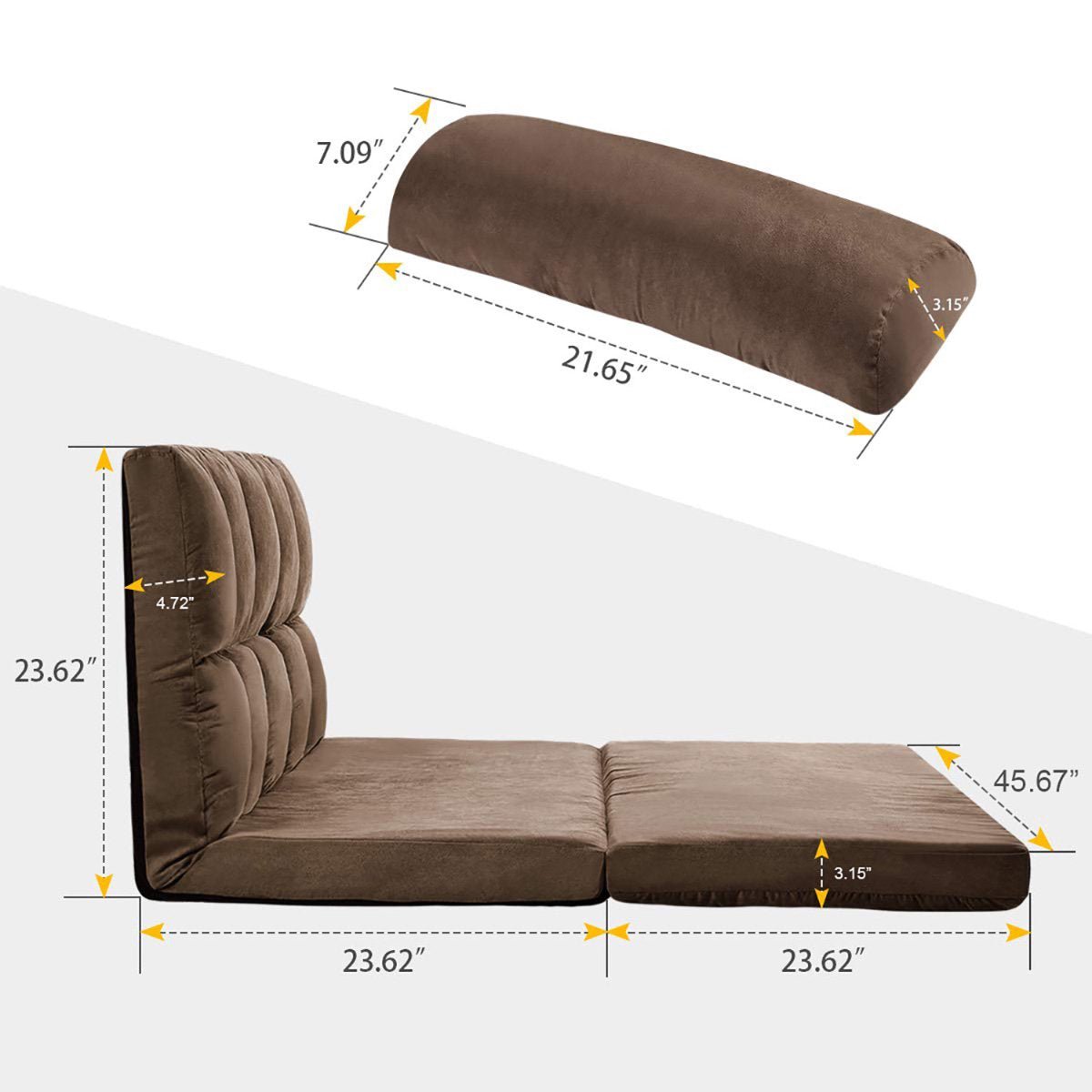 Floor Sofa Bed, Foldable Double Chaise Lounge Sofa Chair - Image 14
