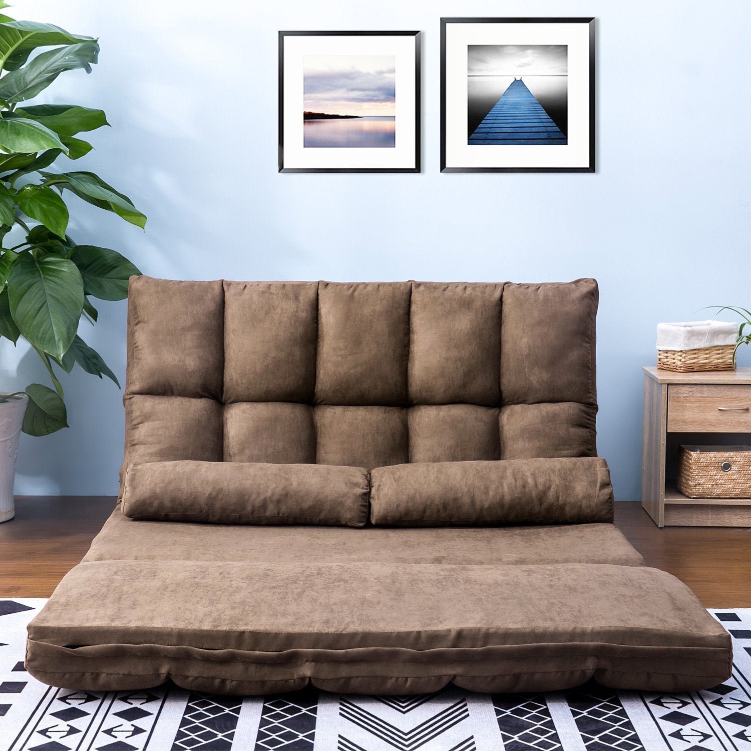 Floor Sofa Bed, Foldable Double Chaise Lounge Sofa Chair - Image 11