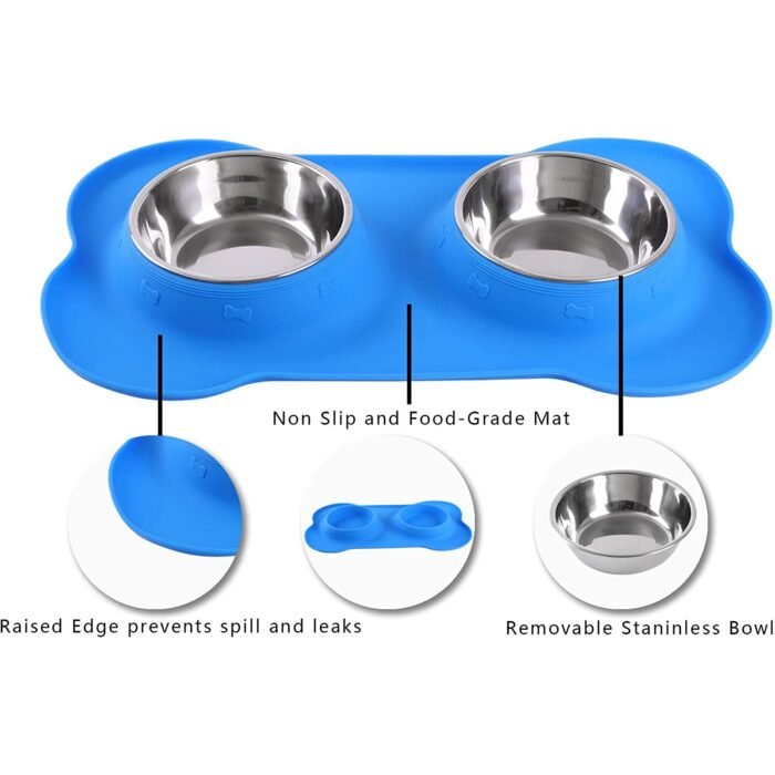 Hubulk 2 Stainless Steel Dog Bowl with No Spill Non-Skid Silicone Mat - Image 9