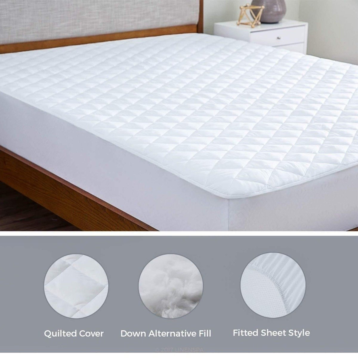 Lux Decor Collection Quilted Fitted Fully Cover Mattress Topper - Image 2