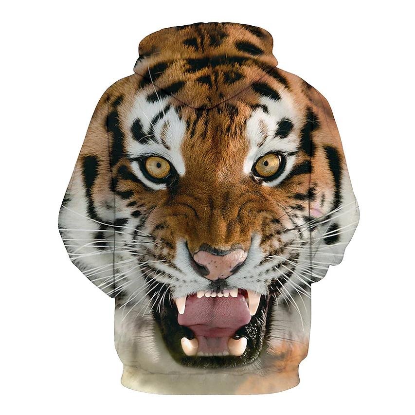 Men's Animal Patterned 3D Tiger Hoodie - Image 3