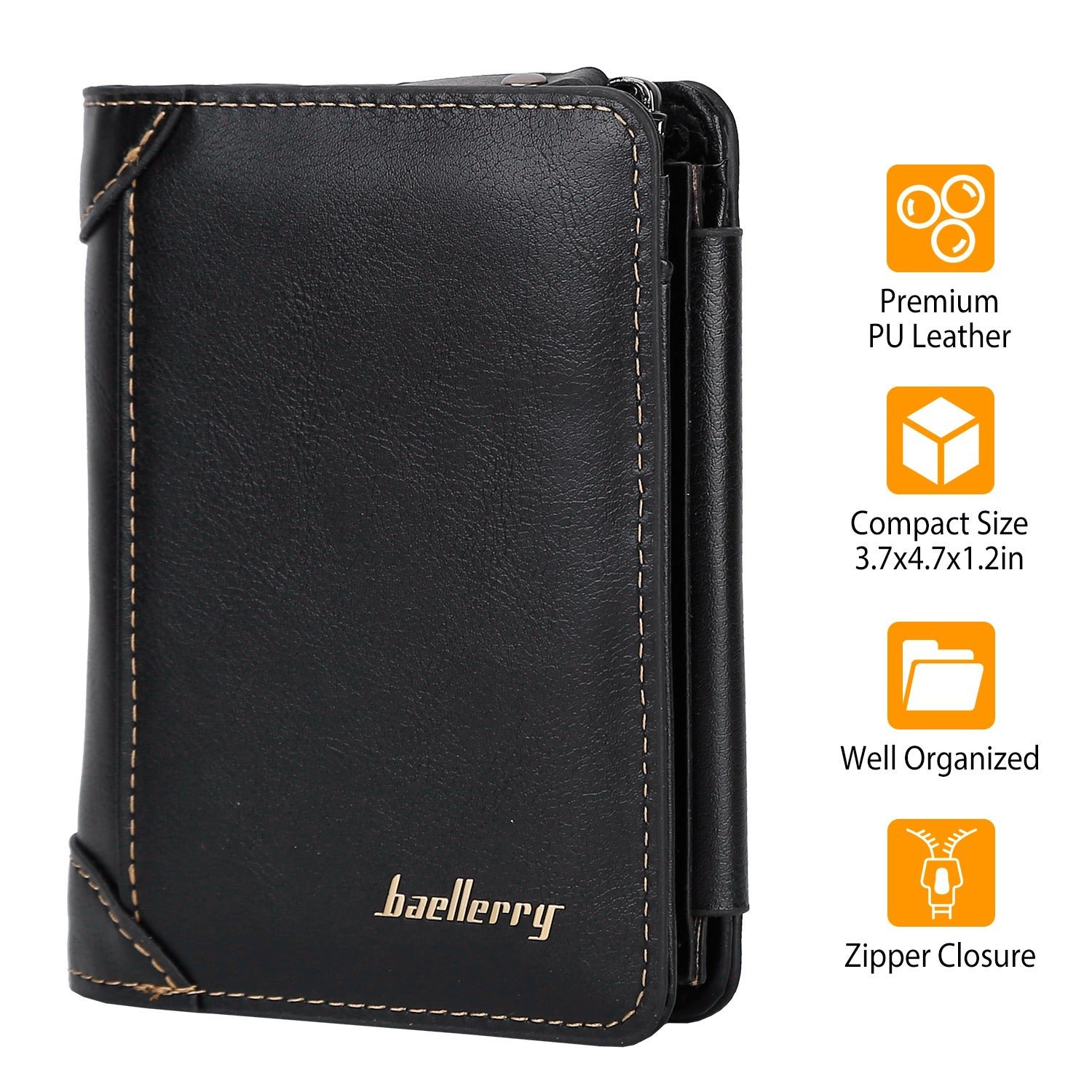 Men's Trifold Clutch Leather Wallet ID Card Holder - Image 7