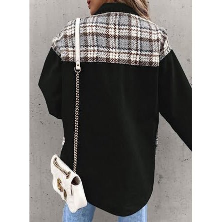 Women's Denim Jacket Long Sleeve Plaid Button Down Shirts Shacket - Image 7